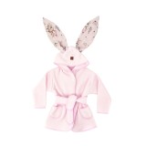 Halat de baie, MimiNu, Cu urechi, 2 - 5 ani, Moale, Cu buzunare, Cu cordon, Din bumbac si thermo fleece, Materiale certificate O