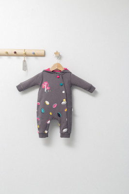 Salopeta cu gluga pentru bebelusi Colorful autum, Tongs baby (Culoare: Gri, Marime: 6-9 luni) foto