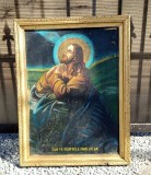 Tablou vechi ulei pe carton Isus pe muntele maslinilor, pictura rom&acirc;nească