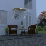 VidaXL Copertină retractabilă cu LED, galben și alb, 150 x 150 cm