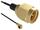 Cablu AMPHENOL RF AMC mamă - SMA tată unghi drept 0,1m 50&Omega;
