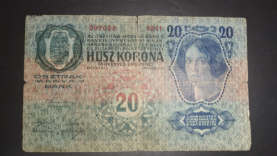 SD0160 Romania 20 korona 1913 stampilata foto