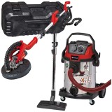 Einhell TC-DW 225 + TE-VC 2025 SACL - Slefuitor pentru pereti 600 W 225 mm valiza plastic + Aspirator umed-uscat 1200 W 200 mbar 25 l priza scule elec