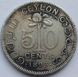 Ceylon, 50 Cents 1893 Victoria