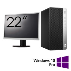 Pachet Calculator Refurbished HP ProDesk 600 G4 Tower, Intel Core i3-8100 3.60GHz, 8GB DDR4, 256GB SSD + Monitor 22 Inch + Windows 10 Pro NewTechnolog foto
