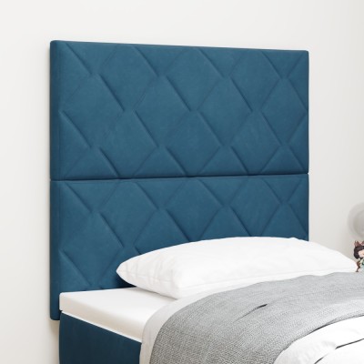 vidaXL Cap de pat LED , design cu blocuri diamond, albastru &amp;icirc;nchis, 100 cm, din catifea foto