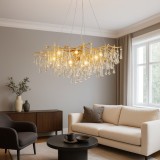 Candelabru Lux Cu 176 Cristale, 12 X E14, Design Aur Oxidat, &Oslash;800 Mm