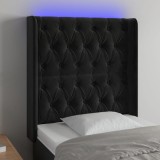 VidaXL Tăblie de pat cu LED, negru, 83x16x118/128 cm, catifea 3124416