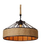 Plafoniera din fier cu fr&acirc;nghie de c&acirc;nepă, E27, Fara Bec, vintage, stil retro, reglabil, diametru 30 cm, Oem