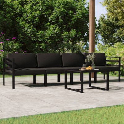 vidaXL Set mobilier de grădină cu perne, 5 piese, antracit, aluminiu 3107778 foto