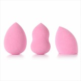 Cumpara ieftin Set 3 bureti pentru machiaj, forme diferite, para, lacrima si oval taiat, tip beauty blender, pentru aplicare fond de ten, corector, roz