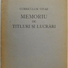 Curriculum vitae. Memoriu de titluri si lucrari – Victor Iancu