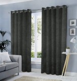 Set draperii tip tesatura in cu inele negre, Madison, 200x235 cm, densitate 700 g/ml, Solin, 2 buc