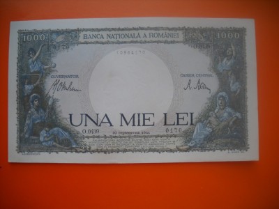 HOPCT ROMANIA 1000 LEI 1941 10 SEPEMBRIE -AUNC / UNC [ 1 ] foto