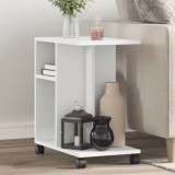Gossi masuta laterala cu roti, alb, 50x30x55 cm, lemn prelucrat