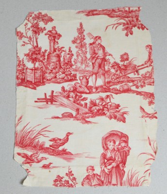 Vechi fragment textil imprimat model rococo foto