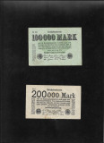 Set Germania 100000 + 200000 marci mark 1923 o singura fata, Europa