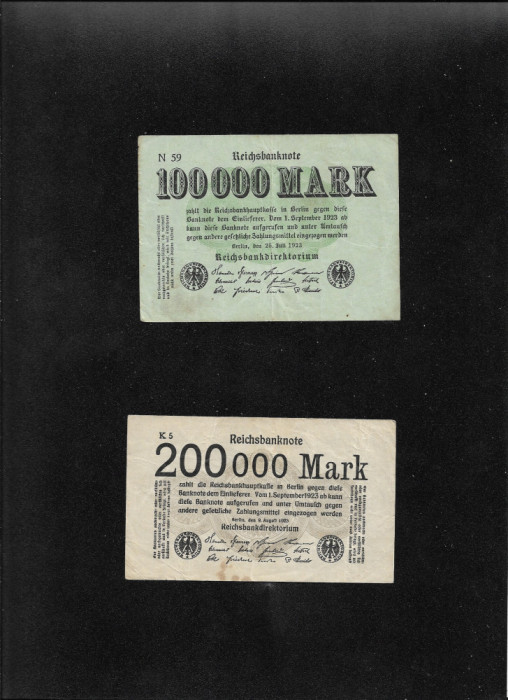 Set Germania 100000 + 200000 marci mark 1923 o singura fata