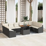 VidaXL Set canapea grădină 11 piese cu perne Răchită Neagră
