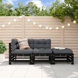 VidaXL Set mobilier de grădină, 3 piese, negru, lemn masiv pin 825650