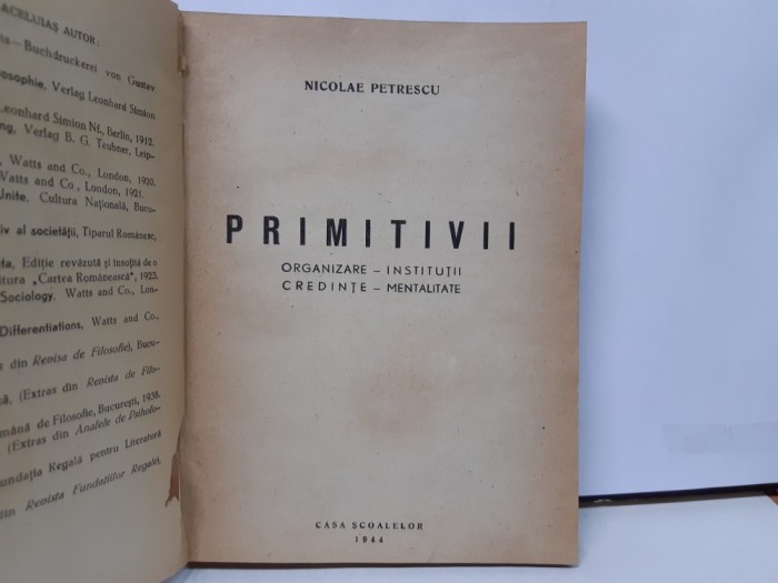 Nicolae Petrescu, PRIMITIVII, Bucuresti, 1944