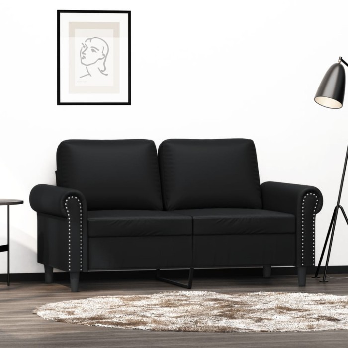 vidaXL Canapea cu 2 locuri, negru, 120 cm, piele ecologică 359499