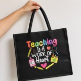 Set Cadou ideal pentru profesori - Geantă + portofel neagră cu imprimeu