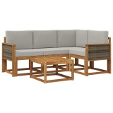 vidaXL Set de canapele de exterior 5 pcs Natural și gri deschis 3385187