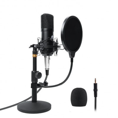 Microfon Profesional Maono AU-A03T, pentru studio Condenser BM800 cu stand metalic pentru Podcast, Streaming, Gaming, Karaoke foto