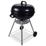 Gratar Carbune Kingfisher, Gradina, Otel Emailat, 64x57x96.5 cm, Diametru 54cm, Negru, Cu Roti