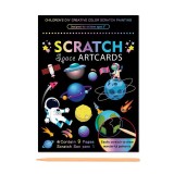 Set 9 Planse Razuibile, Scratch ArtCards, +3 Ani, de Razuit si de Colorat, 19 x 14 cm, Model Spatiu Cosmic, Multicolor