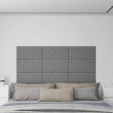 Panouri de perete 12 buc. gri 60x30 cm piele ecologică 2,16 m&sup2;