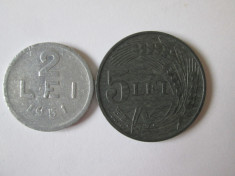 Romania lot 2 monede:2 Lei 1951 + 5 Lei 1942 foto