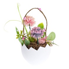 Decoratiune Paste ghiveci cu flori 17 cm