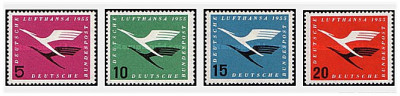 Bundes 1955 - Lufthansas Re-establishment, aviatie, serie neuzat foto