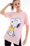 J753-5 Tricou lung cu imprimeu SNOOPY si crapaturi laterale
