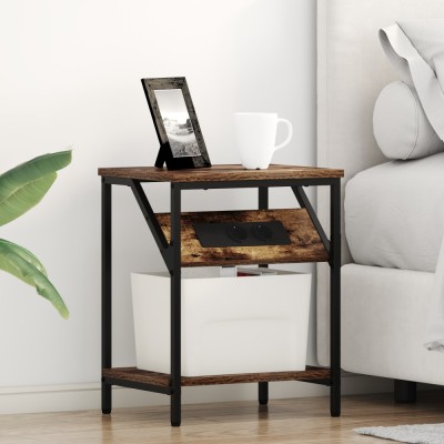 vidaXL Dulap de noapte Stejar afumat 38 x 30 x 48 cm Lemn compozit foto