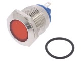 Lampă de control LED plată roșie, &Oslash;19 mm, 24V AC/DC