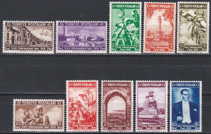 Turcia 1938 - T&acirc;rgul Internațional de la Izmir, Serie Completa, MNH