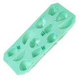 Formă Cuburi de Gheață, Model Fructe, Verde Menta, 22.5x11.5x2.5cm, 12 Compartimente, TPR, Oem
