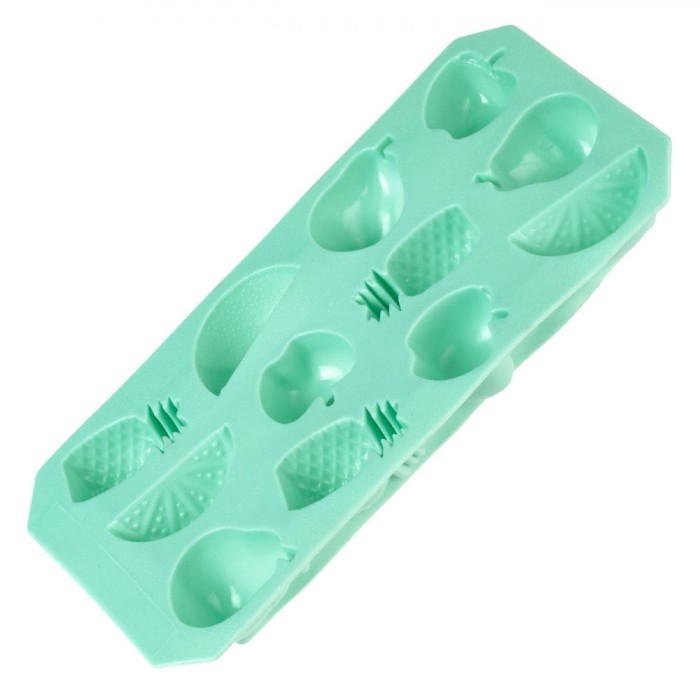 Formă Cuburi de Gheață, Model Fructe, Verde Menta, 22.5x11.5x2.5cm, 12 Compartimente, TPR