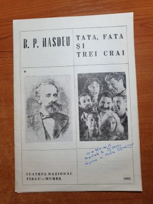 program teatrul national targu-mures 1983-tata,fata si trei crai -b.p.hasdeu foto