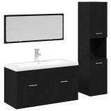 Cumpara ieftin Set de mobilier pentru baie 4 buc. Stejar Negru Lemn prelucrat