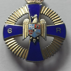 Insigna regimentala 7 ani vechime Regimentul 6 Rosiori Balti / Basarabia, argint