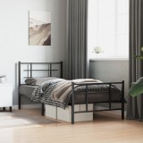 vidaXL Cadru pat metalic cu tăblii de cap/picioare, negru, 90x200 cm