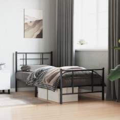 vidaXL Cadru pat metalic cu tăblii de cap/picioare, negru, 90x200 cm 355572