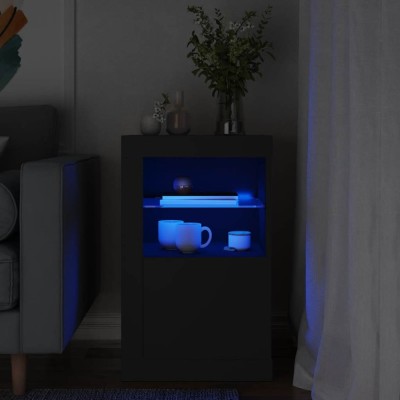 vidaXL Dulap lateral cu lumini LED, negru, lemn prelucrat foto