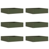 vidaXL Margine pentru gazon 6 pcs Verde măsliniu 50 x 50 x 13 cm Oțel 874723