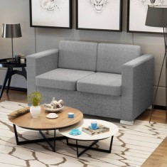 vidaXL Canapea cu 2 locuri, gri deschis, material textil