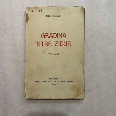 Ion Pillat - Gradina intre ziduri - 1920 foto